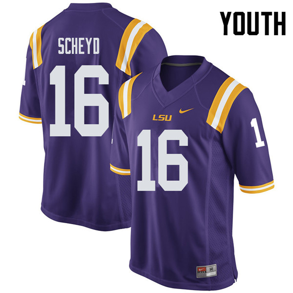 Youth #16 Tiger Scheyd LSU Tigers College Football Jerseys Sale-Purple